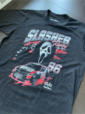 NEW Ghostface Scream Halloween Slasher Racing Graphic Tee - Black & Red